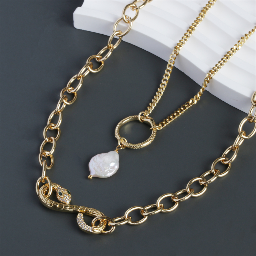 Fashion Snake Copper Plating Pearl Necklace display picture 4