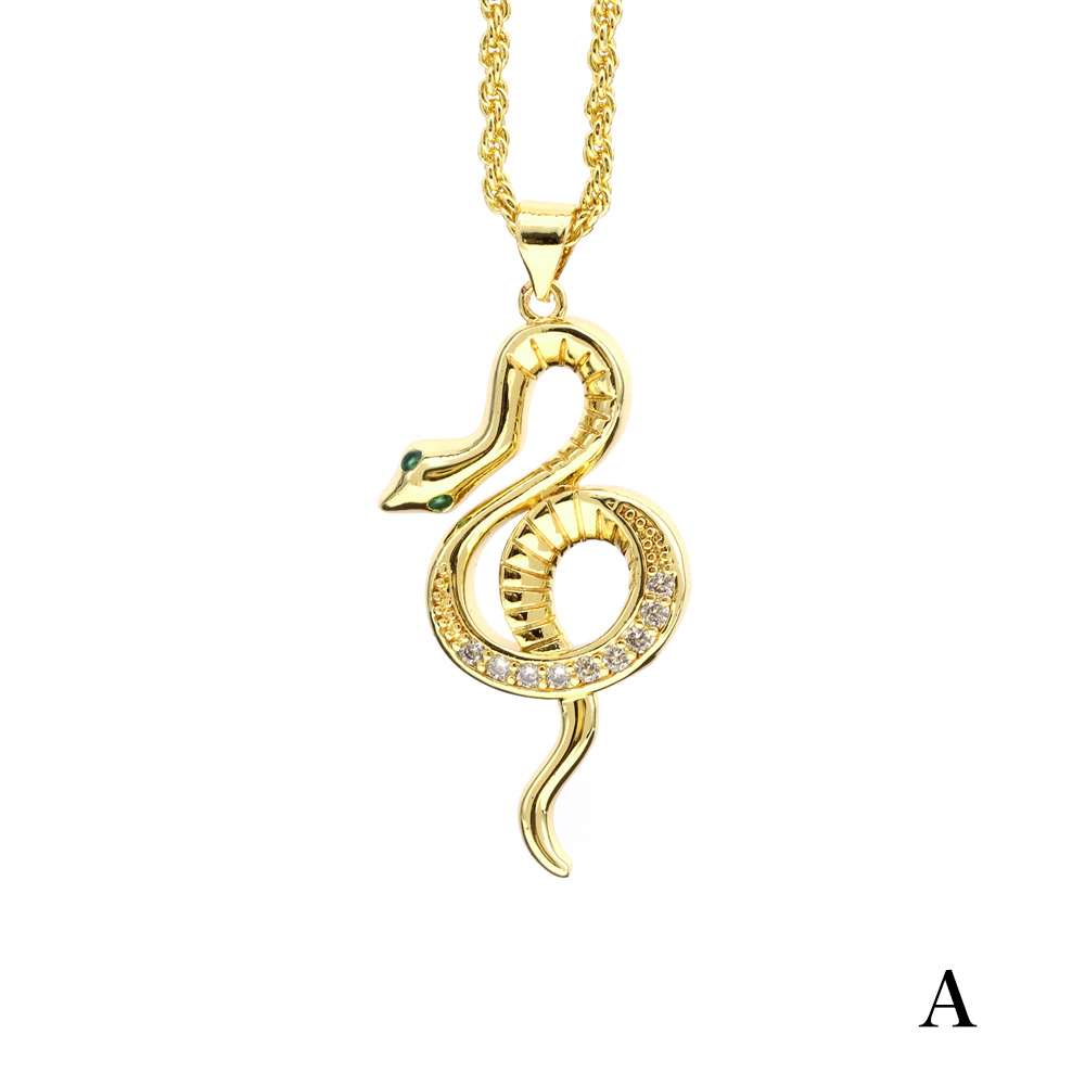 Elegant Snake Copper Plating Zircon Pendant Necklace display picture 2