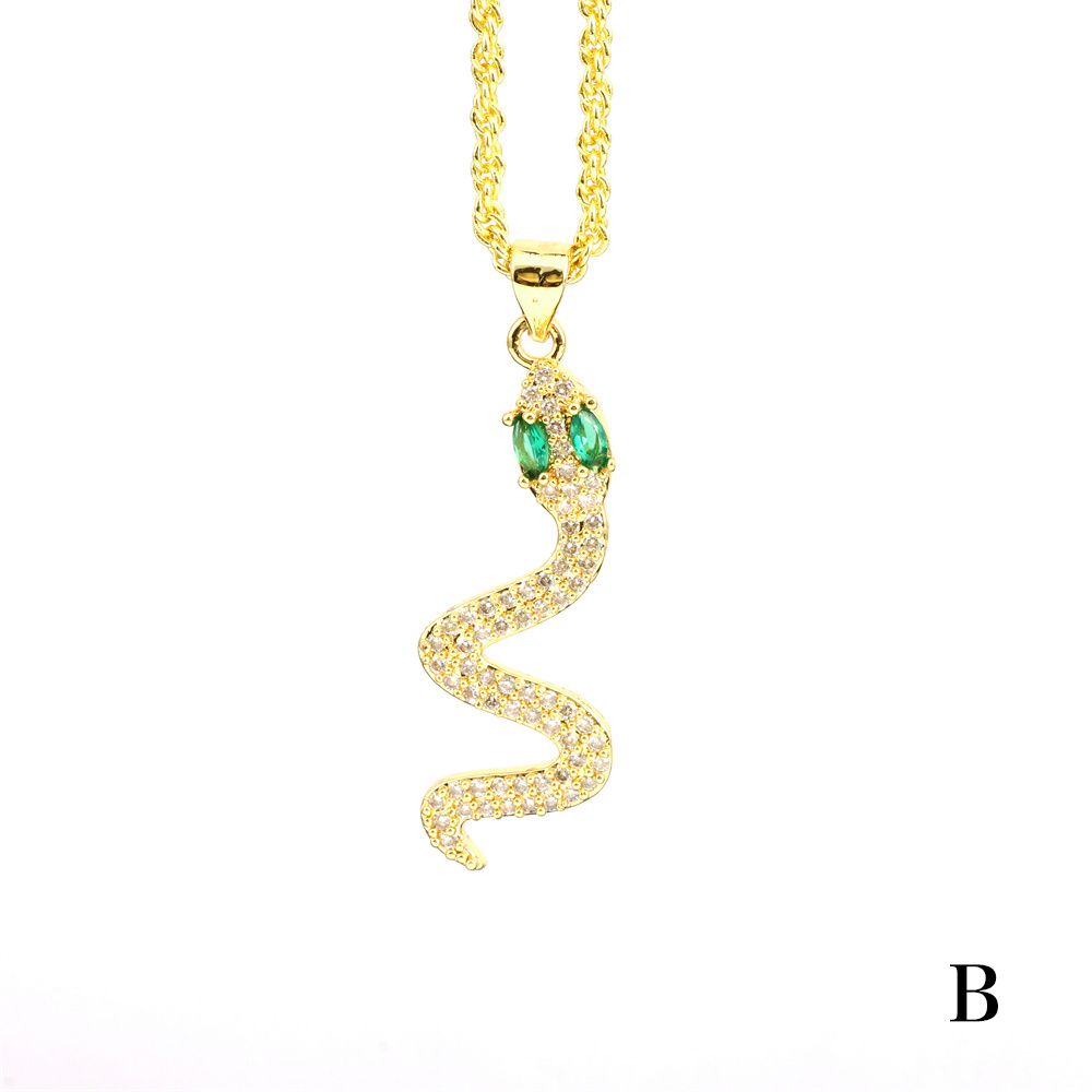 Elegant Snake Copper Plating Zircon Pendant Necklace display picture 7