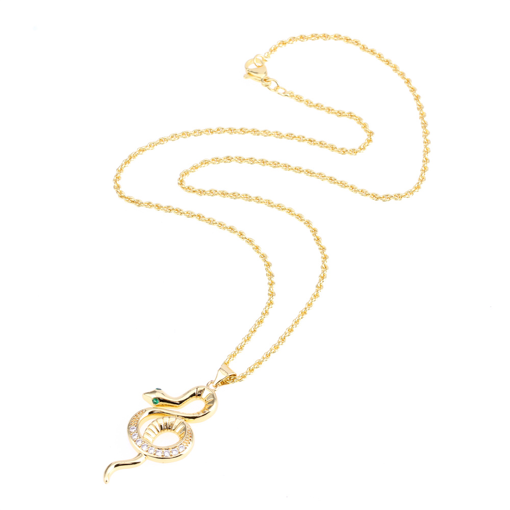 Elegant Snake Copper Plating Zircon Pendant Necklace display picture 12