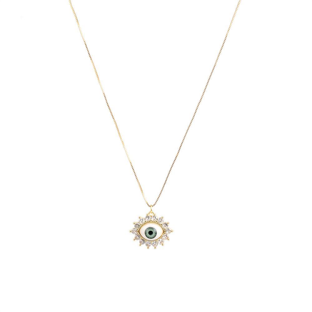 Fashion Devil's Eye Copper Inlay Resin Zircon Pendant Necklace display picture 6
