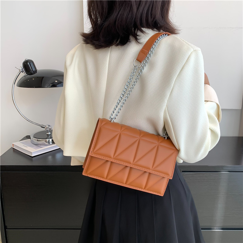 Women's All Seasons Pu Leather Solid Color Fashion Quilted Square Flip Cover Chain Bag display picture 1