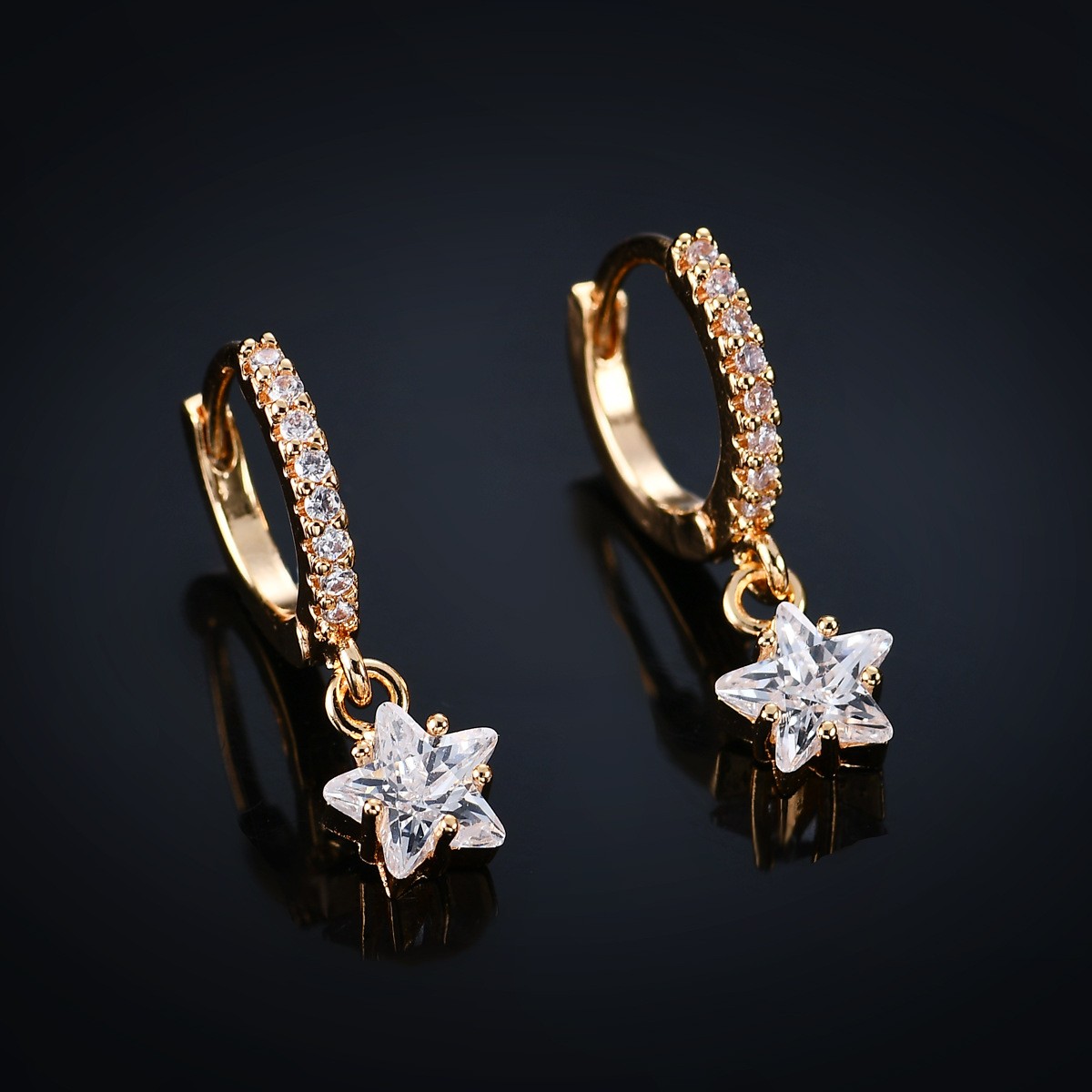 Fashion Star Copper Zircon Drop Earrings 1 Pair display picture 1