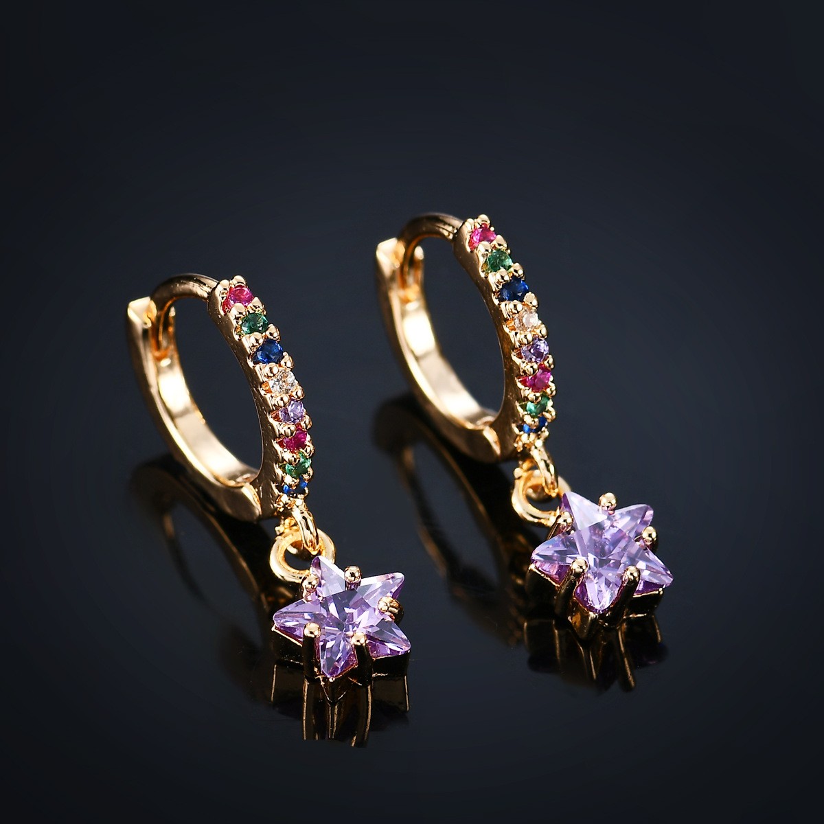 Fashion Star Copper Zircon Drop Earrings 1 Pair display picture 3