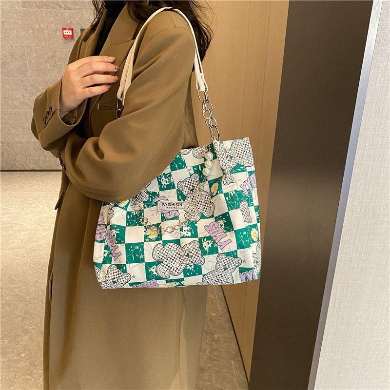 Femmes Toutes Les Saisons Tissu Oxford Dessin Animé Plaid Mode Chaîne Carré Fermeture Éclair Sac À Main display picture 6