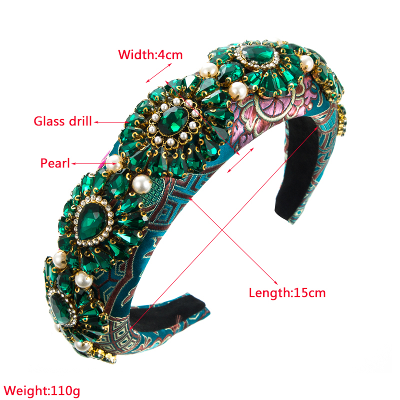 Luxurious Geometric Cloth Inlay Artificial Pearls Glass Hair Band 1 Piece display picture 1
