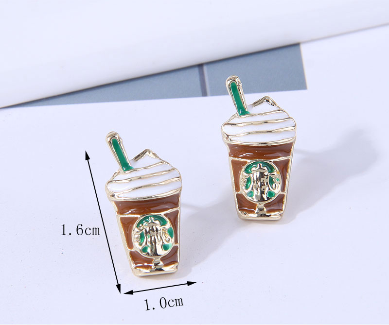 925 Silber Nadel Delicate Koreanischen Mode Süße Ol Einfache Milch Tee Tasse Persönlichkeit Ohrringe display picture 1