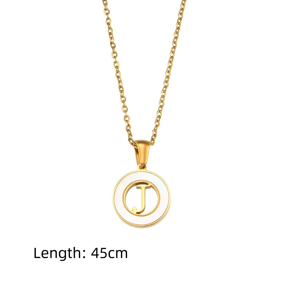 Fashion Simple Elegant Round Shell Hollow Letter Stainless Steel Necklace display picture 9