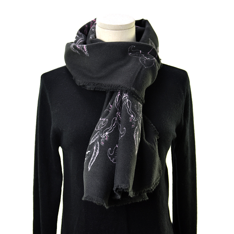 Women's Fashion Flower Imitation Cashmere Tassel Cotton Linen Scarves display picture 2