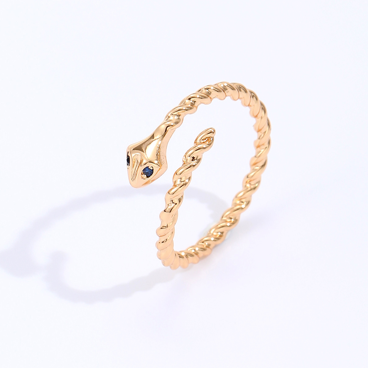 Simple Style Snake Copper Gold Plated Zircon Open Ring 1 Piece display picture 2