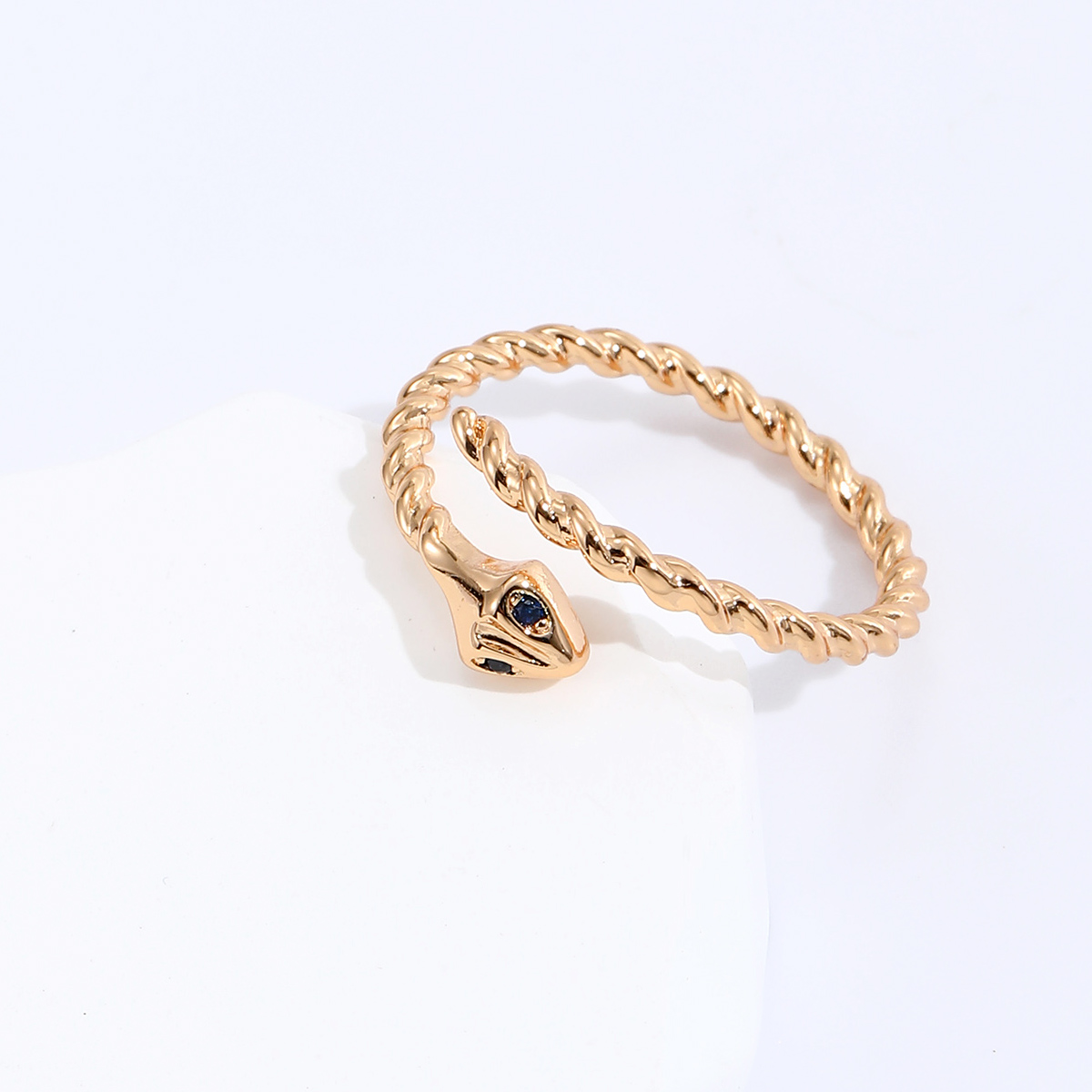 Simple Style Snake Copper Gold Plated Zircon Open Ring 1 Piece display picture 3