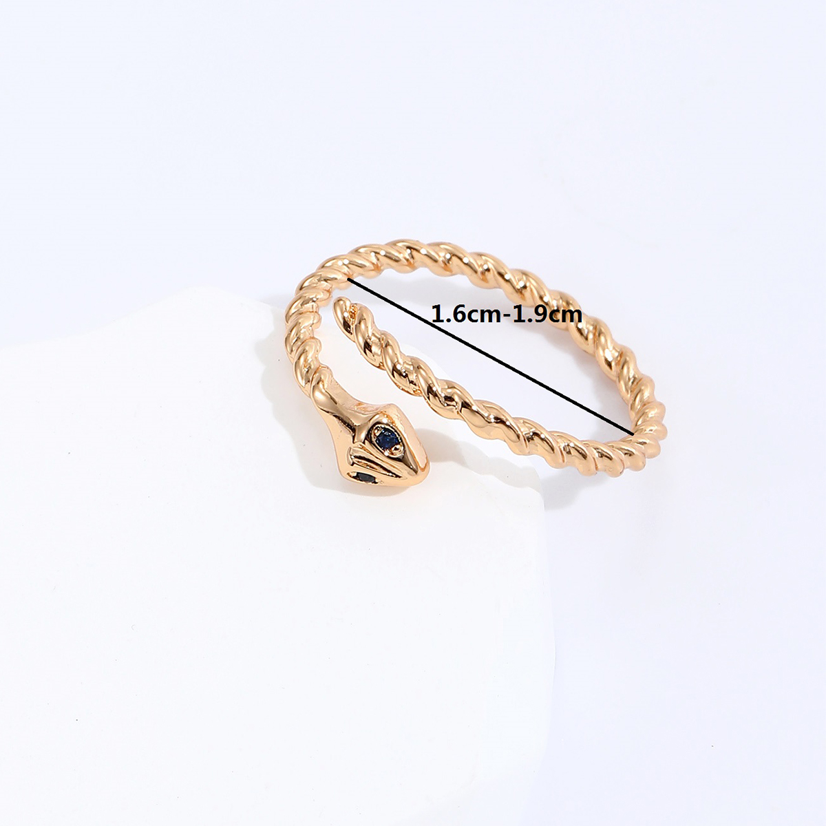 Simple Style Snake Copper Gold Plated Zircon Open Ring 1 Piece display picture 4