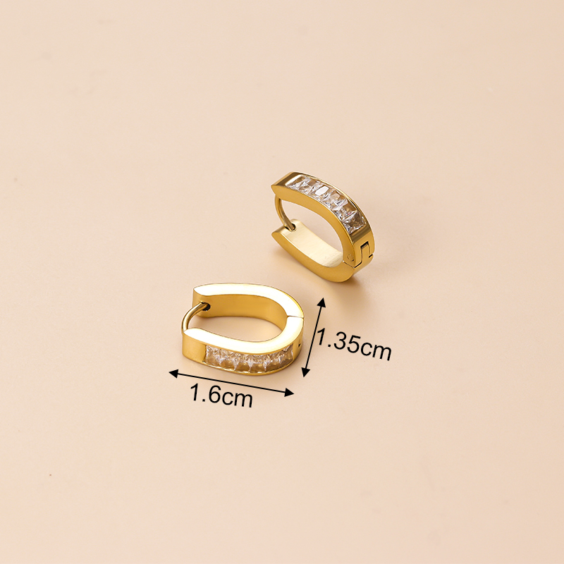 Vintage Style Cross Stainless Steel Gold Plated Zircon Hoop Earrings 1 Pair display picture 6