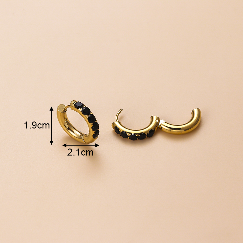 Vintage Style Cross Stainless Steel Gold Plated Zircon Hoop Earrings 1 Pair display picture 7