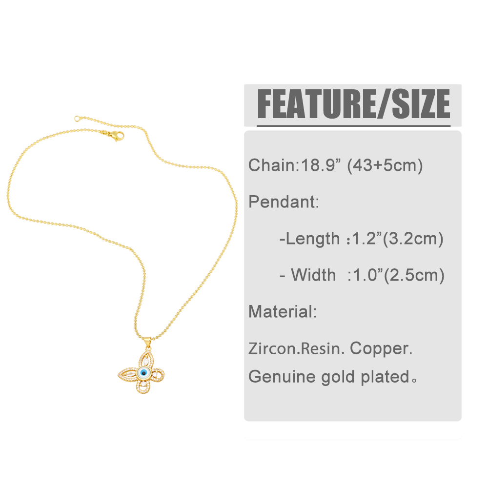 Retro Devil's Eye Butterfly Copper Enamel Gold Plated Zircon Pendant Necklace 1 Piece display picture 1