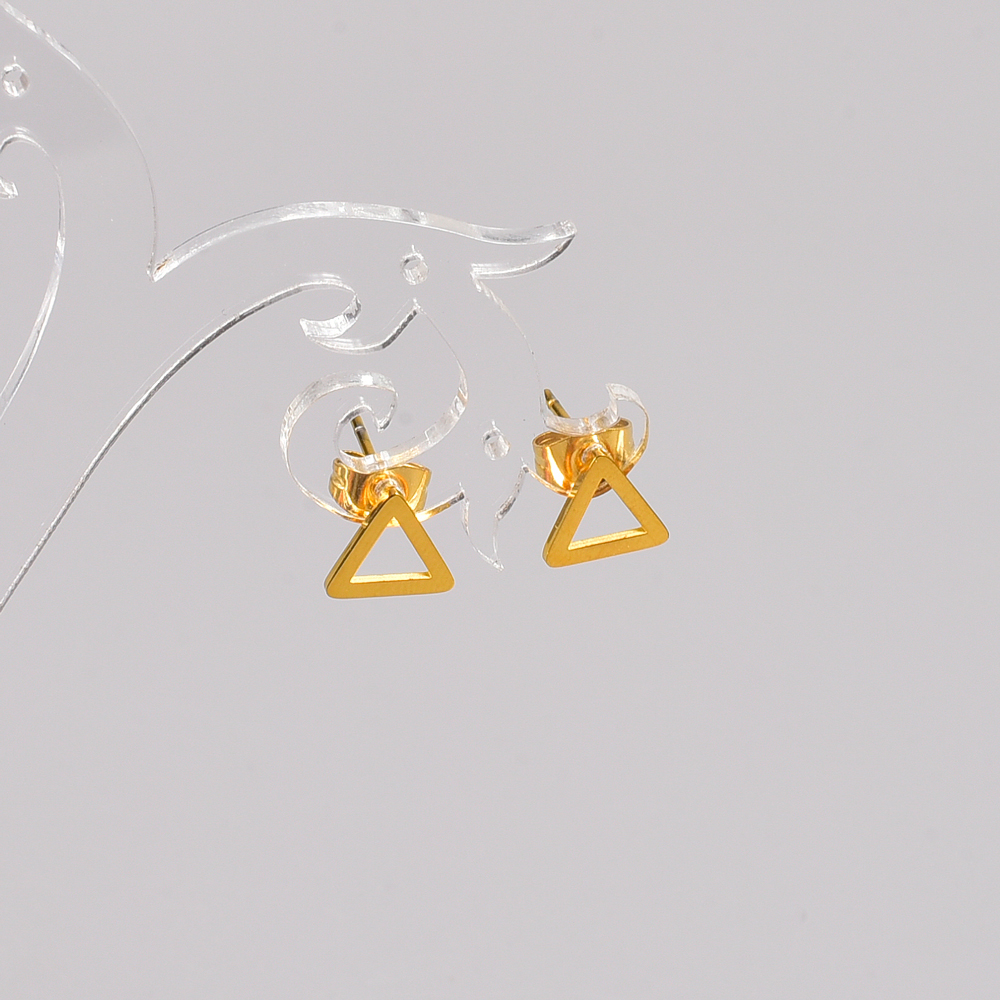 Simple Style Triangle Titanium Steel Gold Plated Ear Studs 1 Pair display picture 5