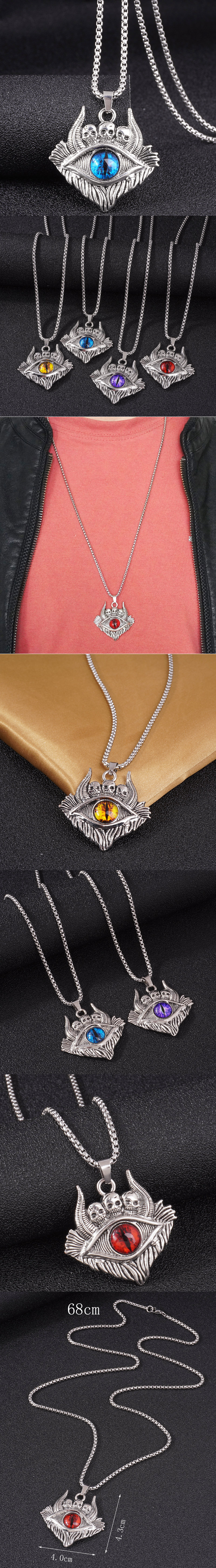 Retro Eye Skull Alloy Plating Resin Men's Pendant Necklace 1 Piece display picture 1