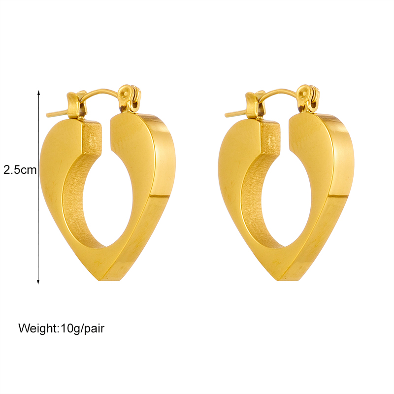 Basic Herzform Titan Stahl Überzug Hängende Ohrringe 1 Paar display picture 1