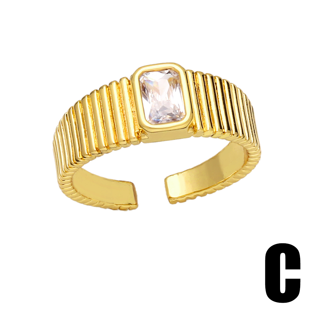Einfacher Stil Geometrischer Kupfer Vergoldeter Perlens Chale Zirkon Offener Ring 1 Stück display picture 6