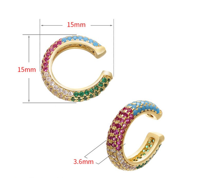 1 Piece Fashion C Shape Plating Inlay Copper Rhinestones Ear Clips display picture 4