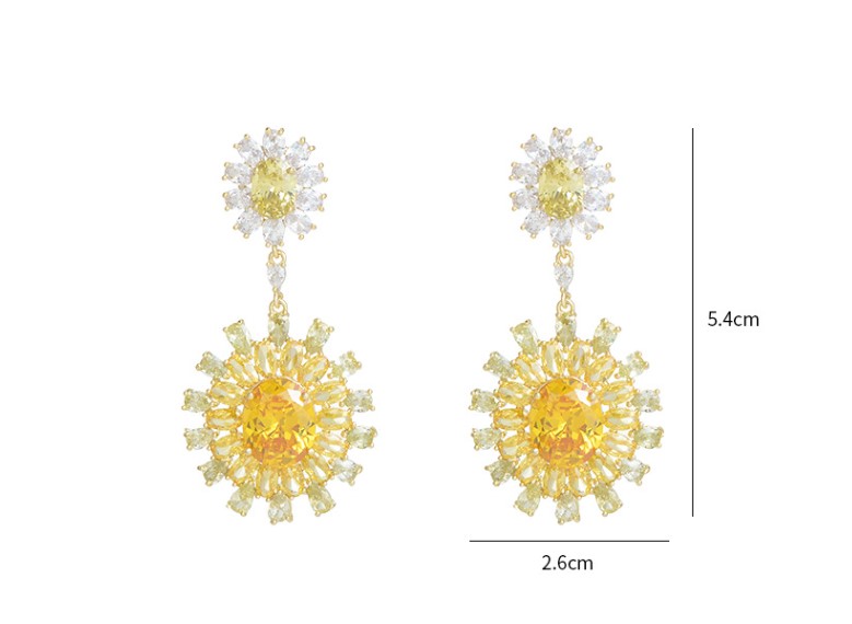 Fashion Flower Copper Inlay Zircon Drop Earrings 1 Pair display picture 5