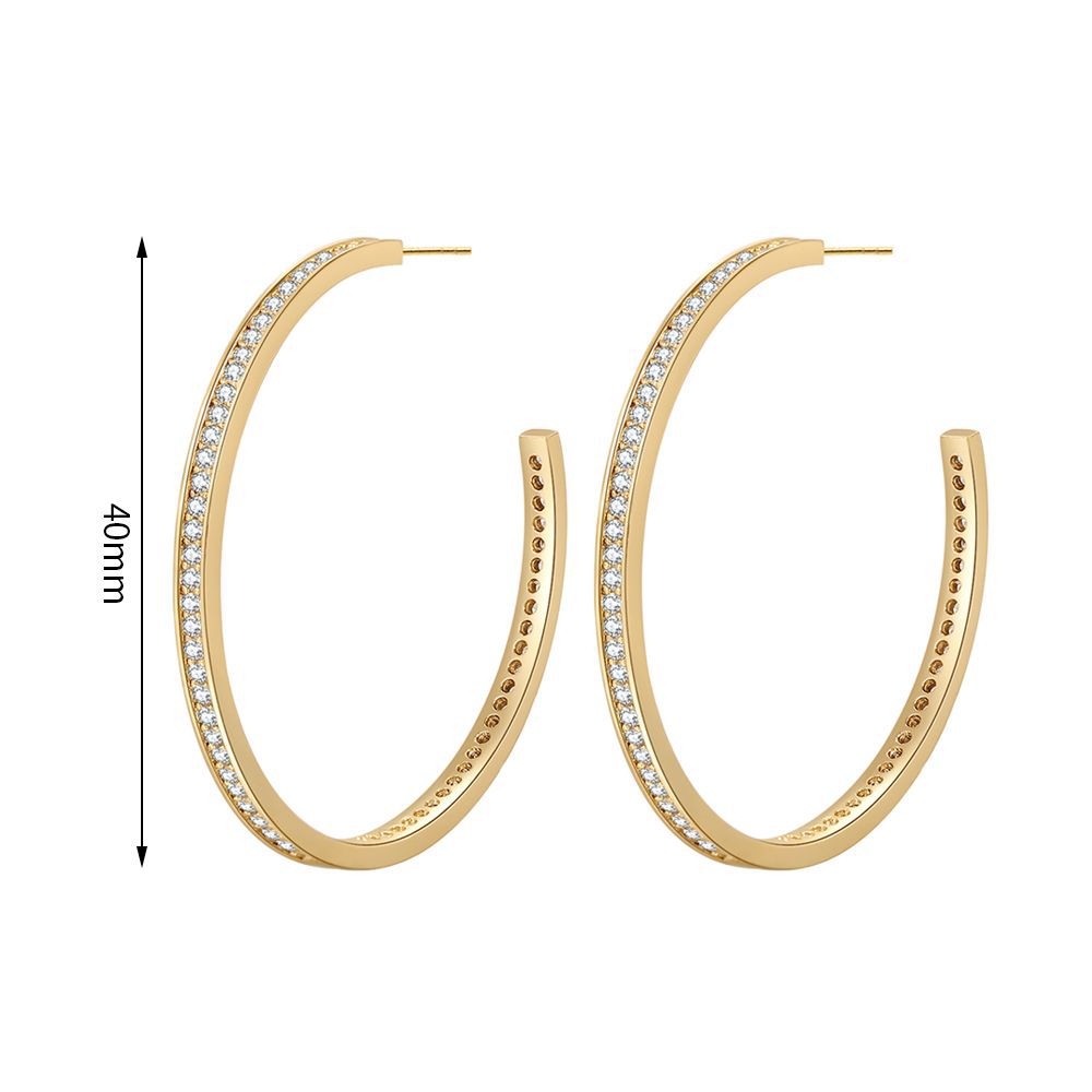 1 Pair Basic Classic Style Geometric Plating Inlay Sterling Silver Zircon Gold Plated Earrings display picture 3