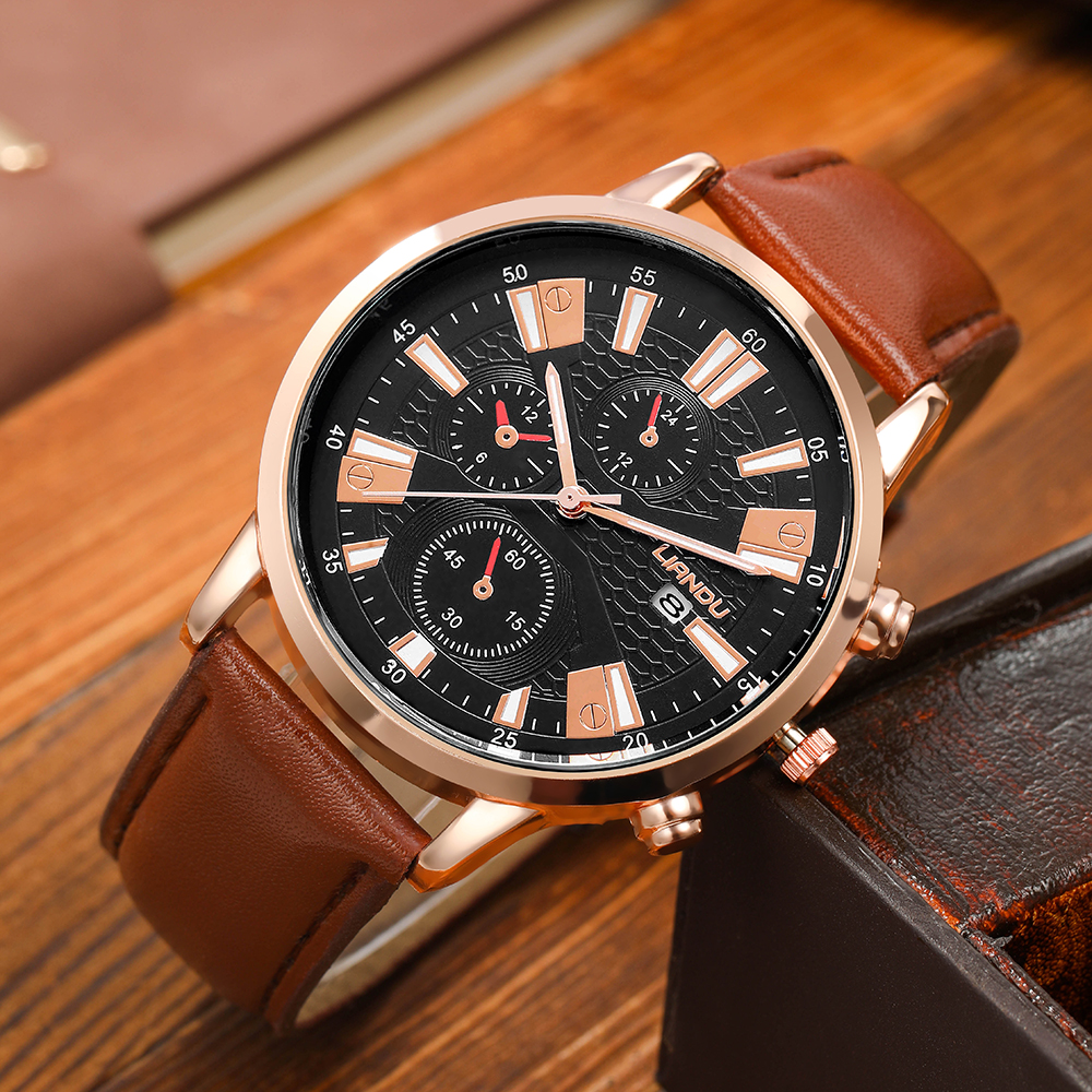 Fashion Solid Color Buckle Quartz Men's Watches display picture 1
