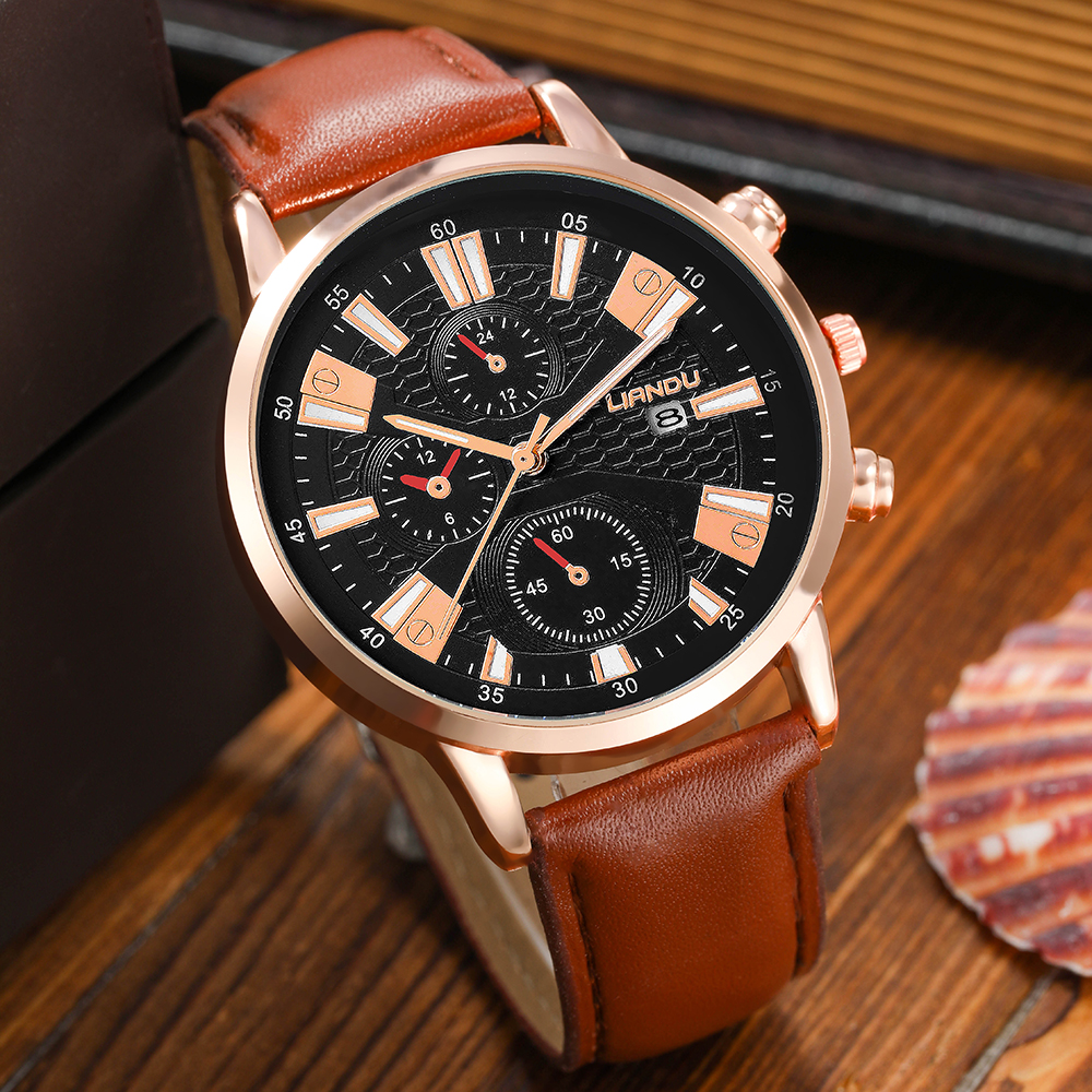Fashion Solid Color Buckle Quartz Men's Watches display picture 3