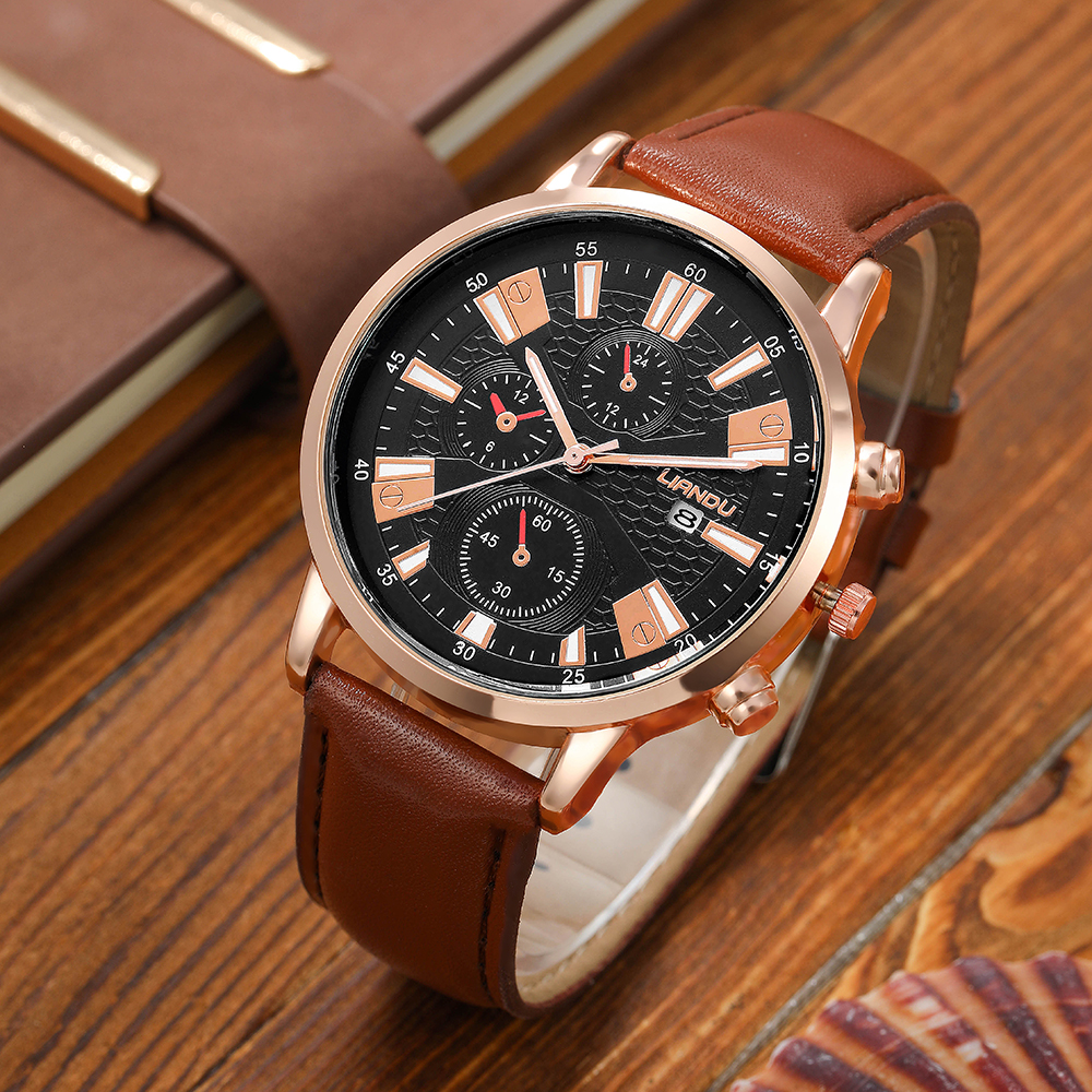 Fashion Solid Color Buckle Quartz Men's Watches display picture 2