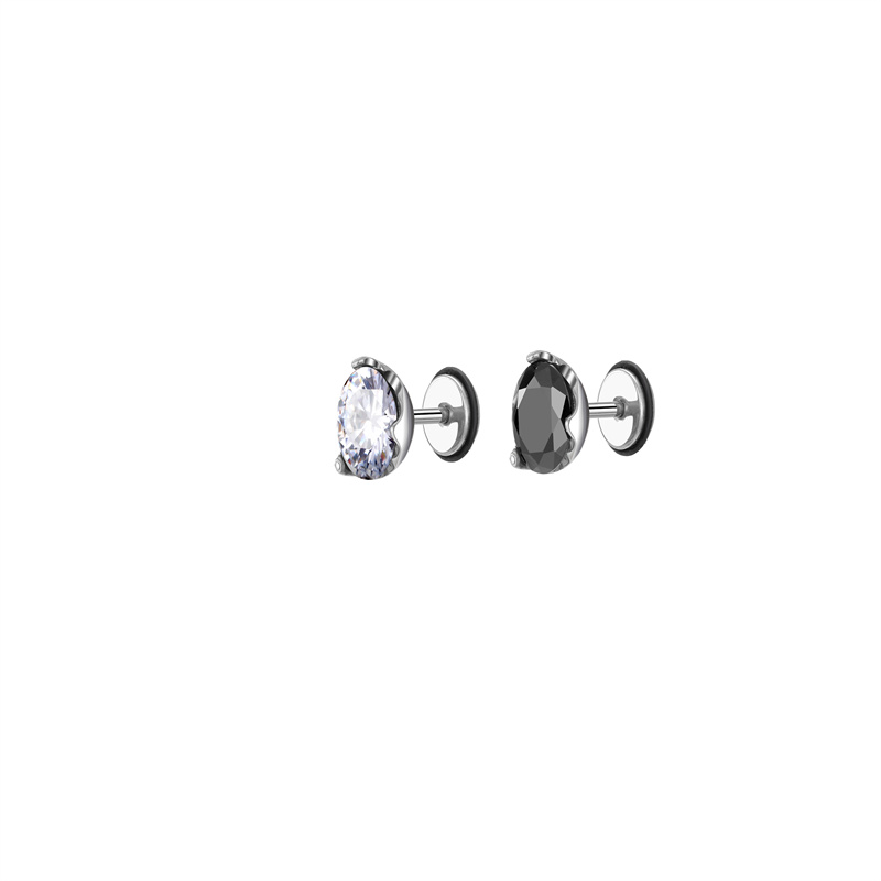 Fashion Round Square Stainless Steel Plating Inlay Zircon Ear Studs 1 Piece display picture 3