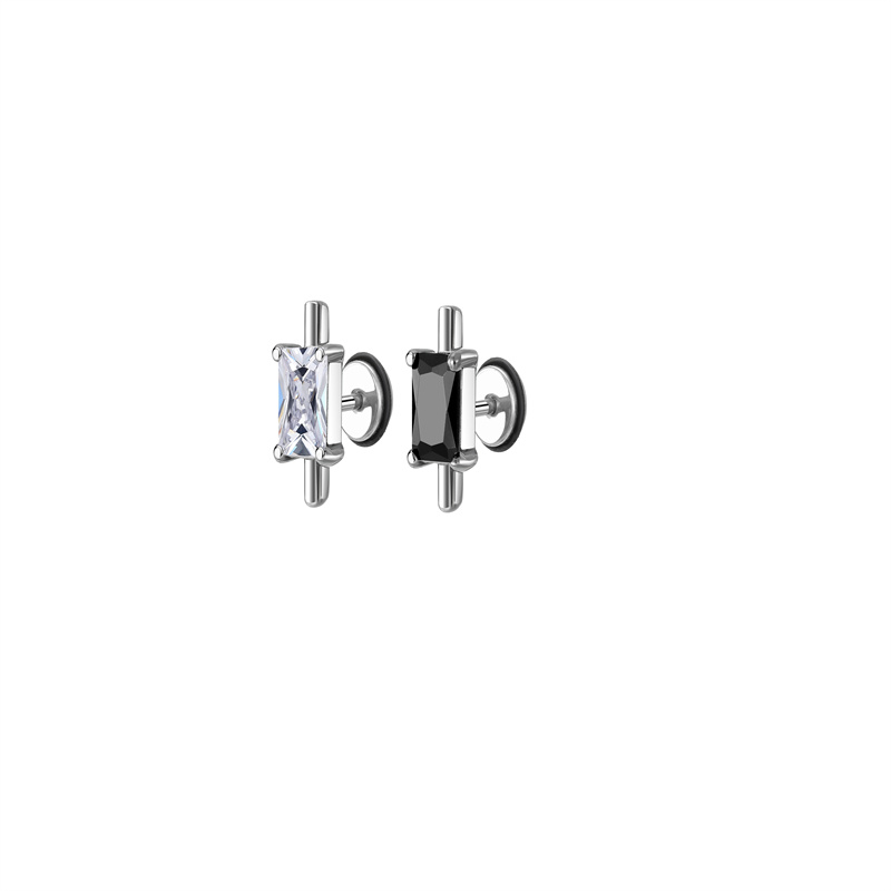 Fashion Round Square Stainless Steel Plating Inlay Zircon Ear Studs 1 Piece display picture 4