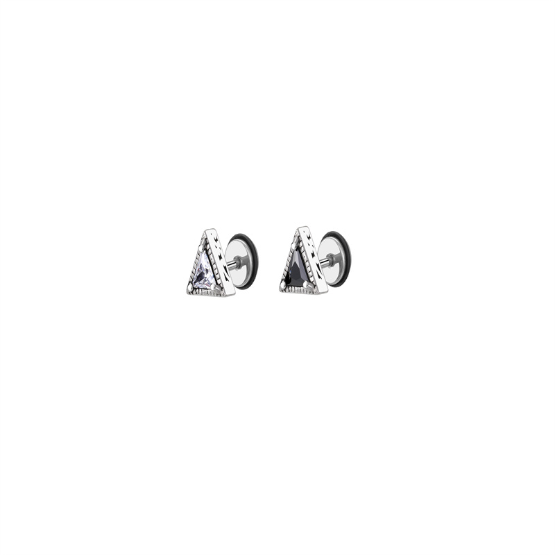 Fashion Round Square Stainless Steel Plating Inlay Zircon Ear Studs 1 Piece display picture 2