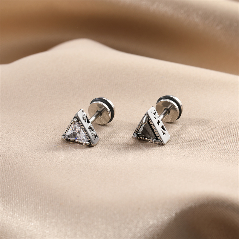 Fashion Round Square Stainless Steel Plating Inlay Zircon Ear Studs 1 Piece display picture 6