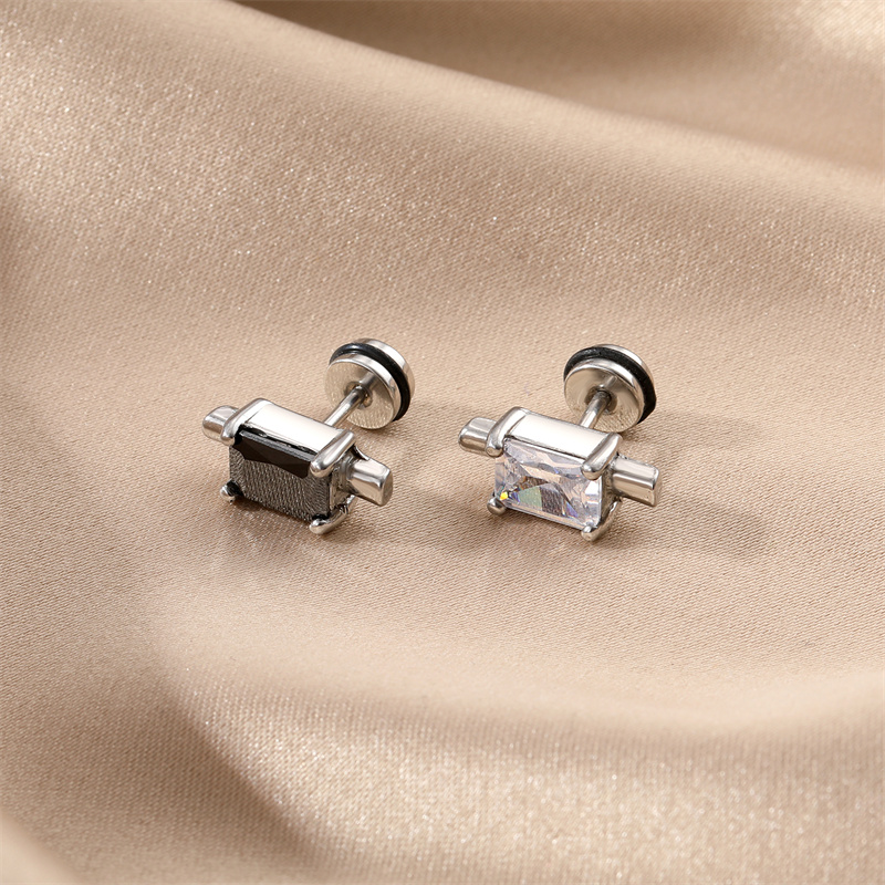 Fashion Round Square Stainless Steel Plating Inlay Zircon Ear Studs 1 Piece display picture 9