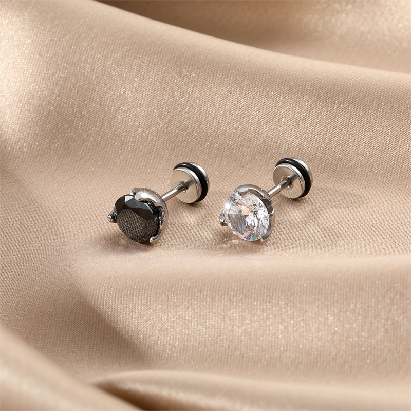 Fashion Round Square Stainless Steel Plating Inlay Zircon Ear Studs 1 Piece display picture 8
