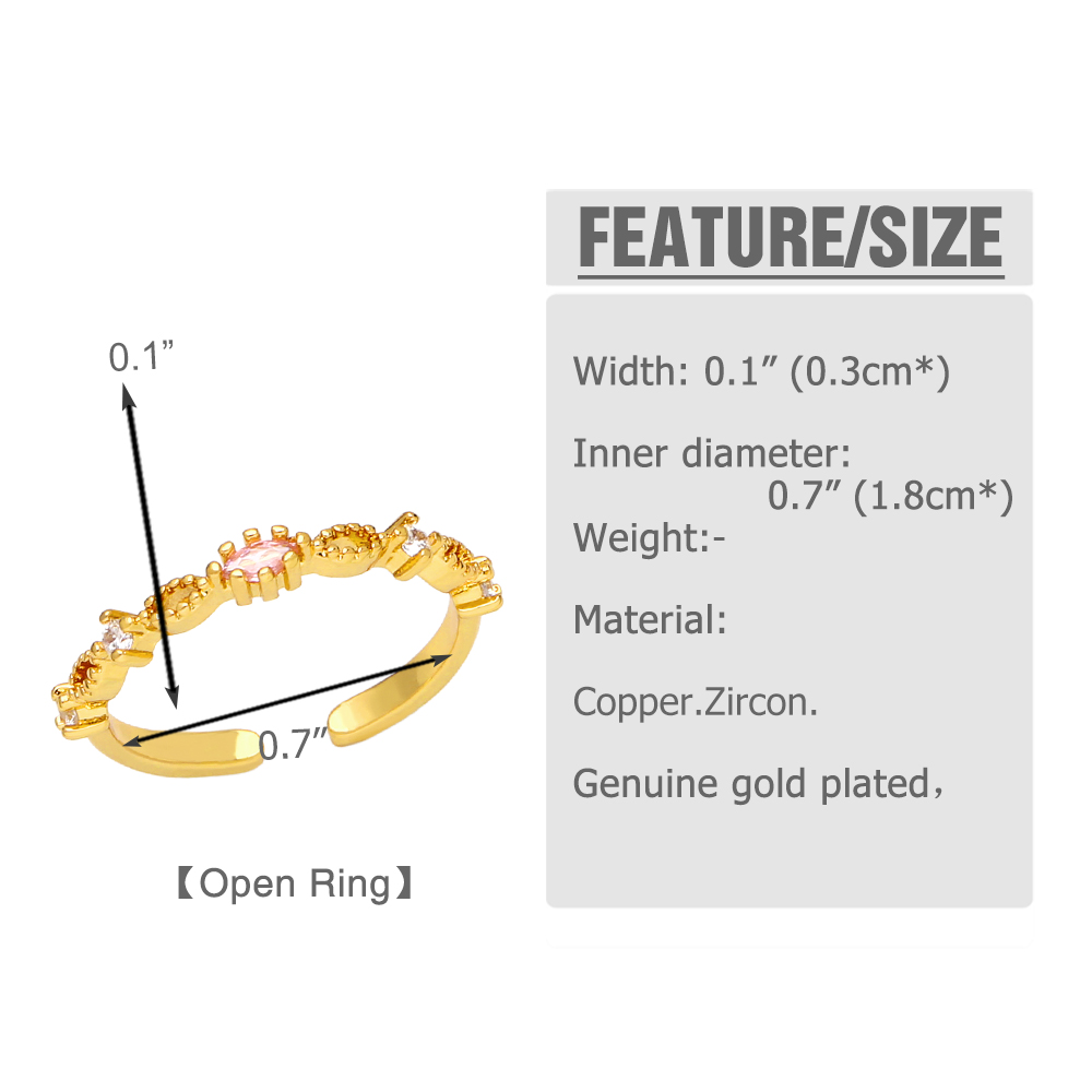 Simple Style Asymmetrical Irregular Copper Gold Plated Zircon Open Ring 1 Piece display picture 1