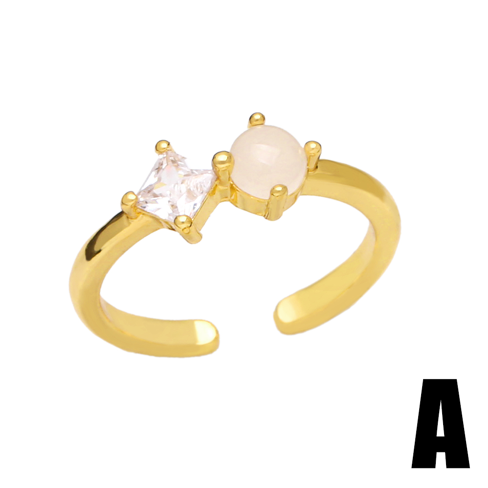 Simple Style Asymmetrical Irregular Copper Gold Plated Zircon Open Ring 1 Piece display picture 8