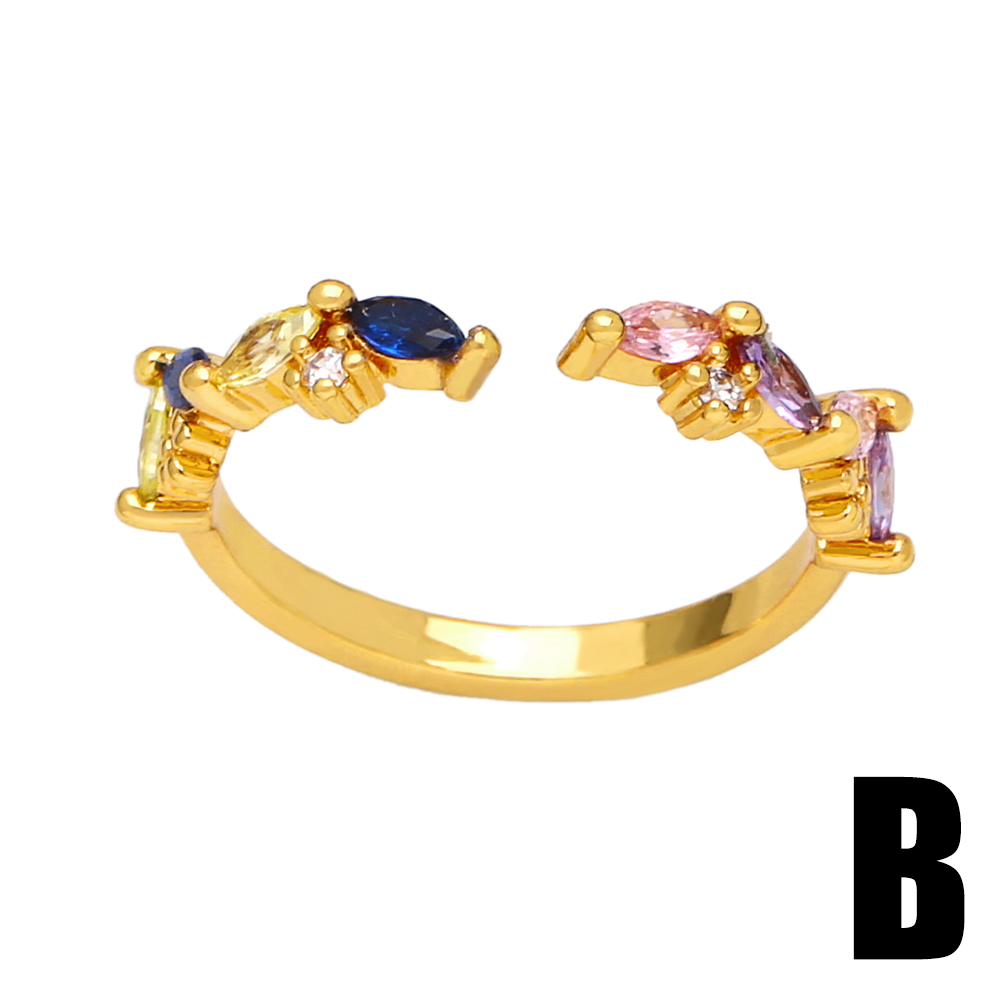 Simple Style Asymmetrical Irregular Copper Gold Plated Zircon Open Ring 1 Piece display picture 6