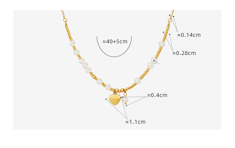 Retro Herzform Titan Stahl Inlay Künstliche Perlen Halskette 1 Stück display picture 3