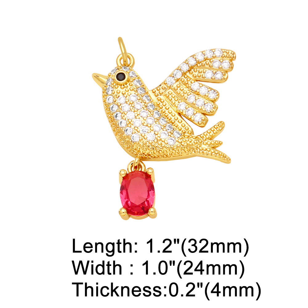 1 Piece Copper Zircon Animal Owl Bird display picture 3