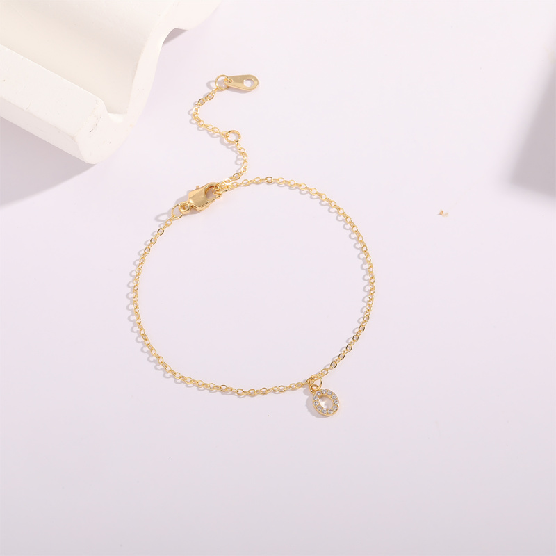 Fashion Letter Copper Gold Plated Zircon Women's Anklet 1 Piece display picture 6