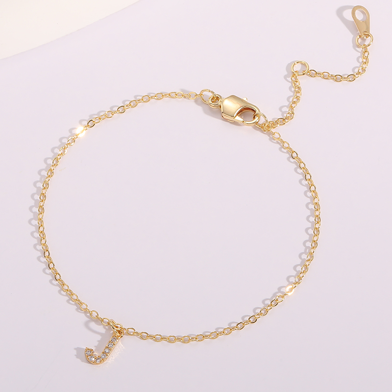 Fashion Letter Copper Gold Plated Zircon Women's Anklet 1 Piece display picture 7