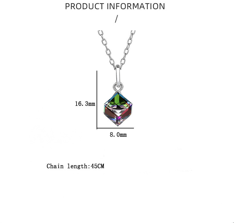 Simple Style Geometric Gradient Color Austrian Crystal Sterling Silver Pendant Necklace 1 Piece display picture 4