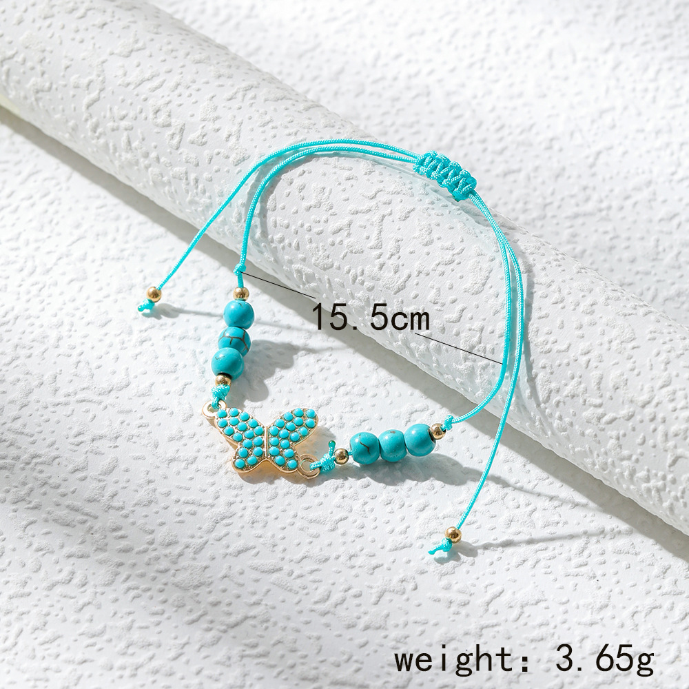 Ethnic Style Heart Shape Butterfly Turquoise Alloy Wholesale Bracelets display picture 4