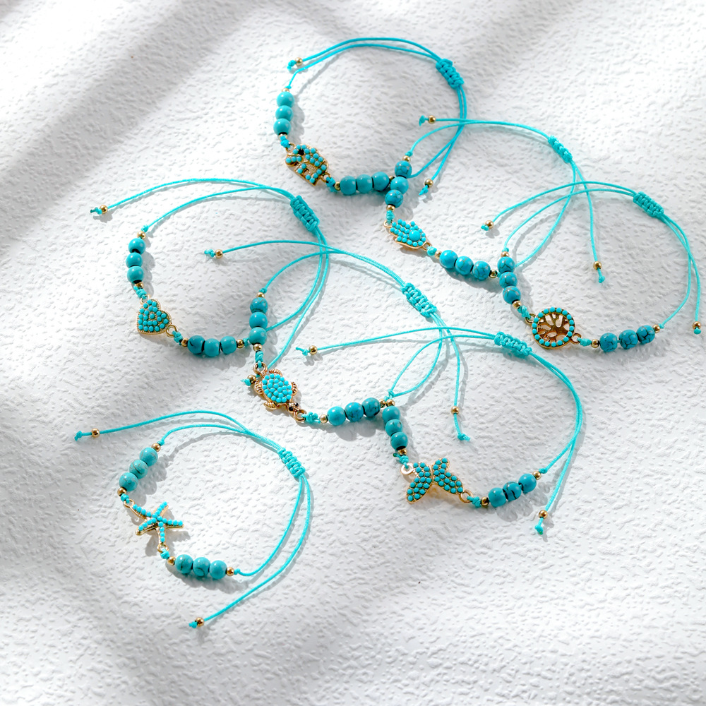 Ethnic Style Heart Shape Butterfly Turquoise Alloy Wholesale Bracelets display picture 10