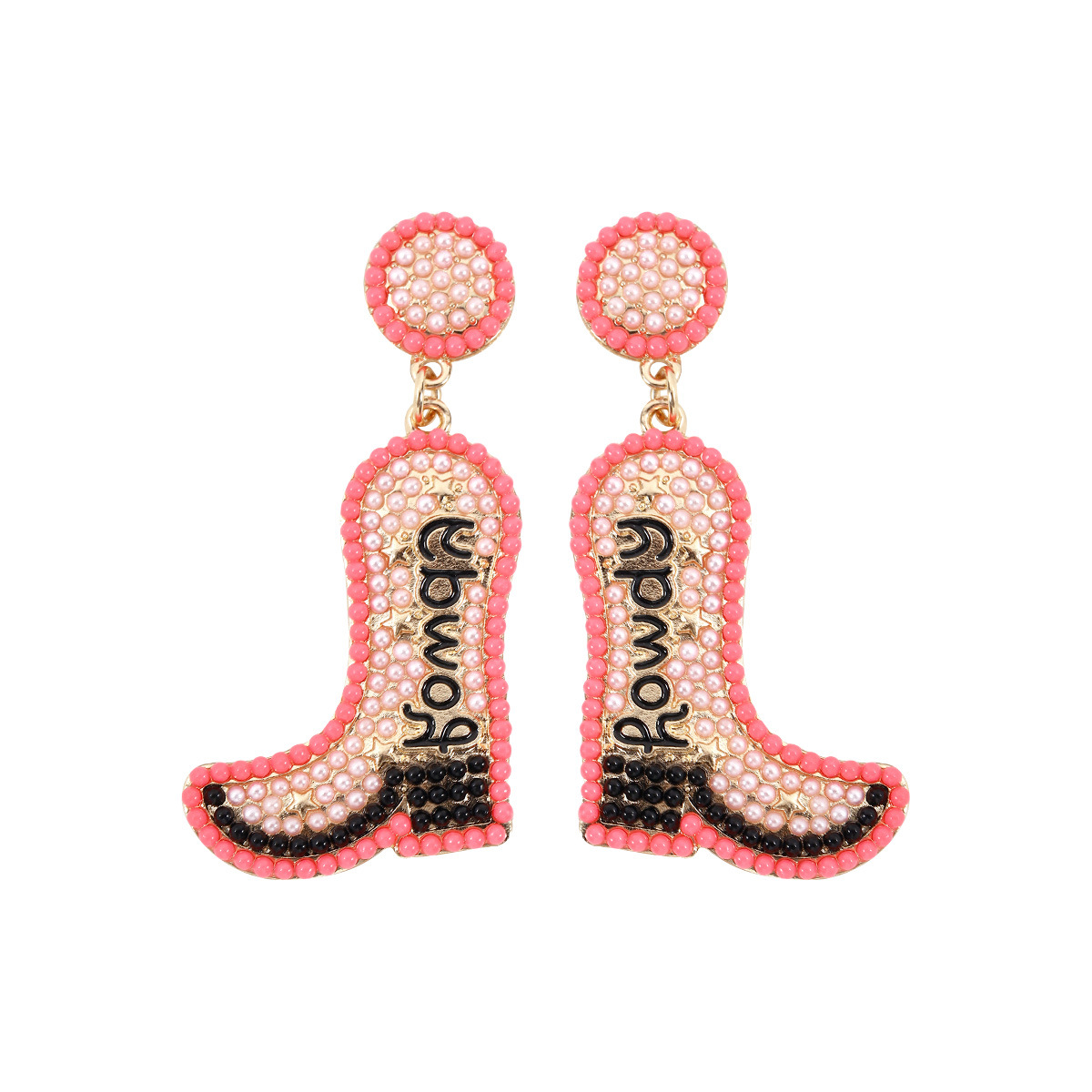 1 Pair Exaggerated Cowboy Style Boots Inlay Alloy Plastic Resin Drop Earrings display picture 7