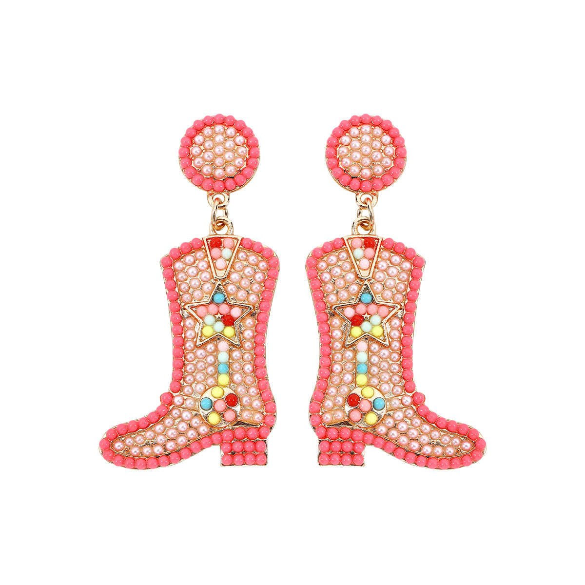 1 Pair Exaggerated Cowboy Style Boots Inlay Alloy Plastic Resin Drop Earrings display picture 8