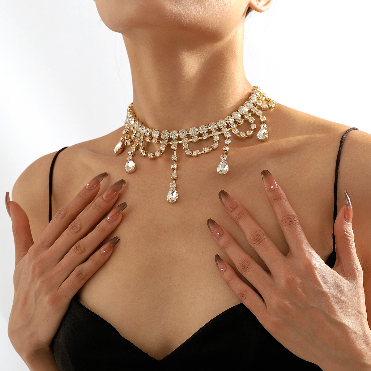 Moda Borla Aleación Embutido Diamantes De Imitación Mujeres Gargantilla 1 Pieza display picture 2