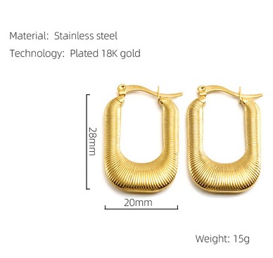 Fashion U Shape Titanium Steel Plating Hoop Earrings 1 Pair display picture 5