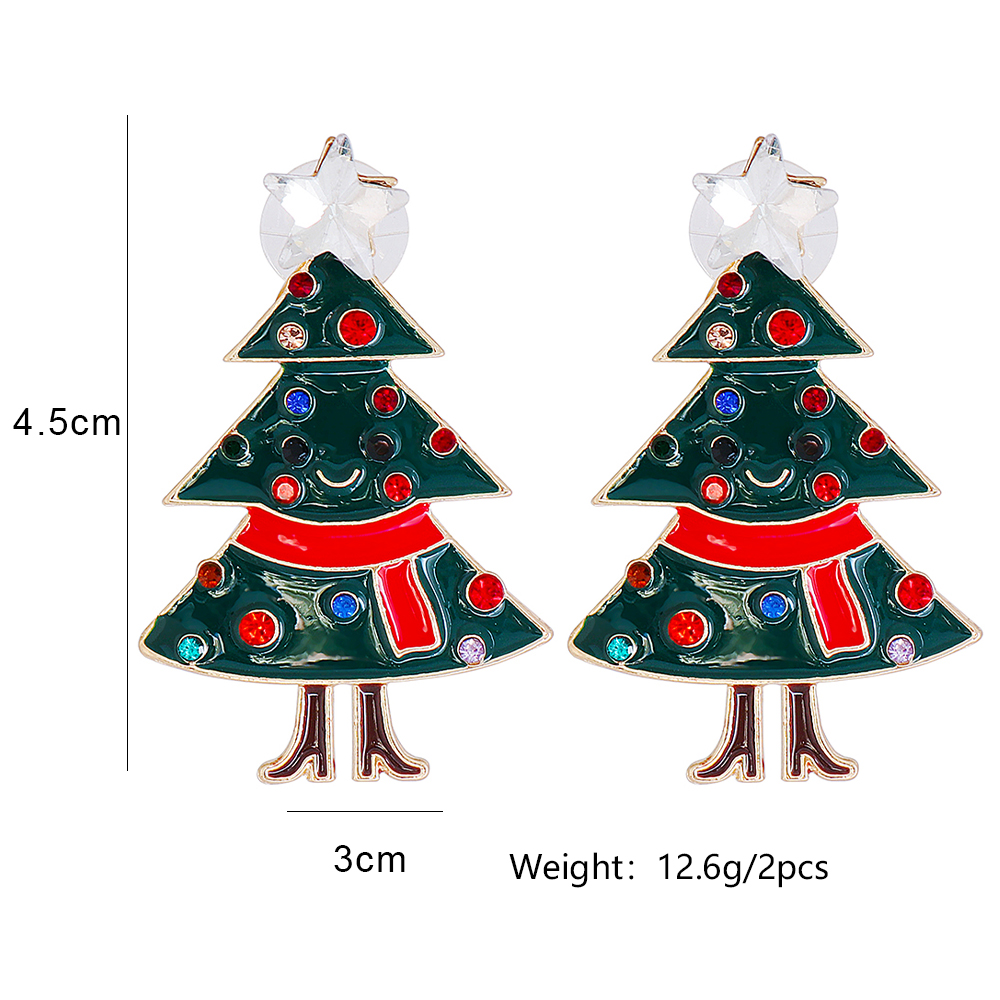 Mode Weihnachtsbaum Gemischte Materialien Inlay Zirkon Frau Ohrstecker 1 Paar display picture 1